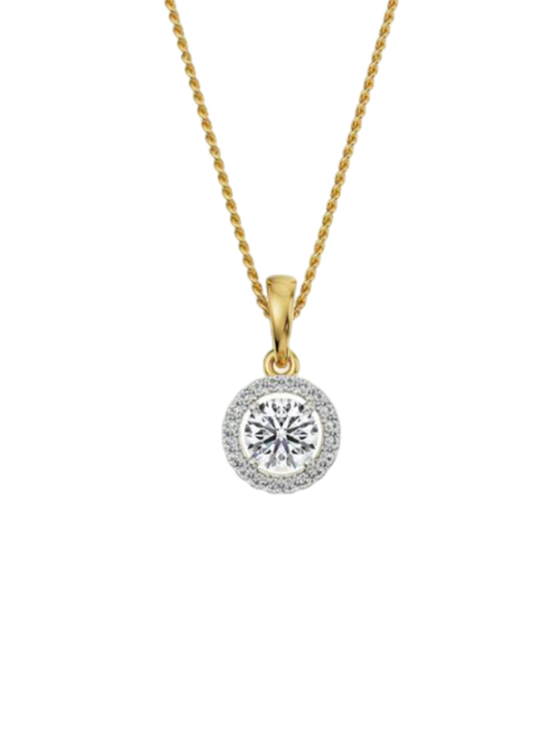 Emori 1.5 CT Bianca Halo Round 18KT Gold Lab Diamond Pendant