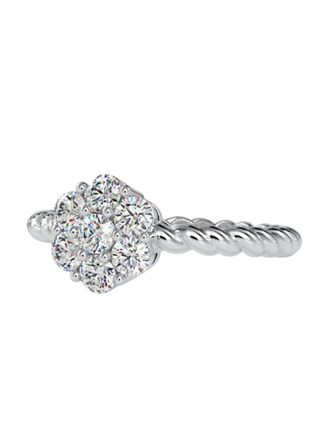 Emori Floral Solitaire Halo Diamond Ring