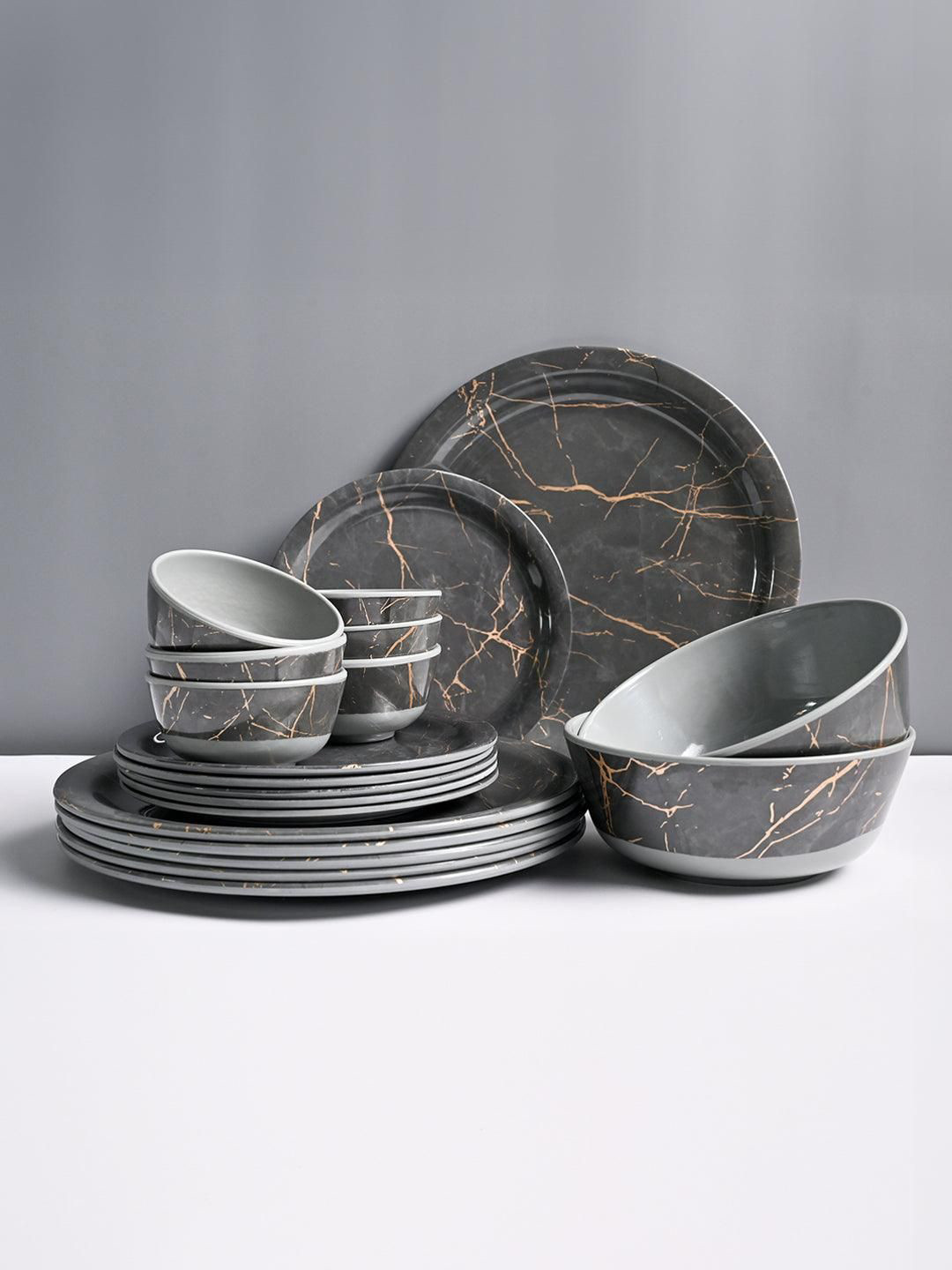 MARKET99 Grey Marble Melamine Easy to Clean 20 Piece Dinner Set