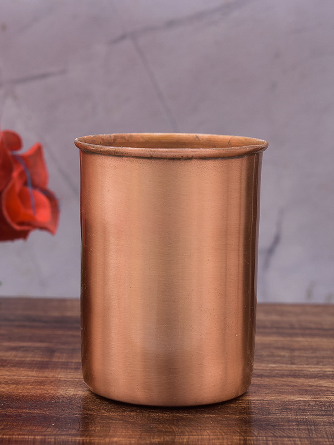 oggn Sutra Copper-Toned Copper Plain Water Glass-250 ml