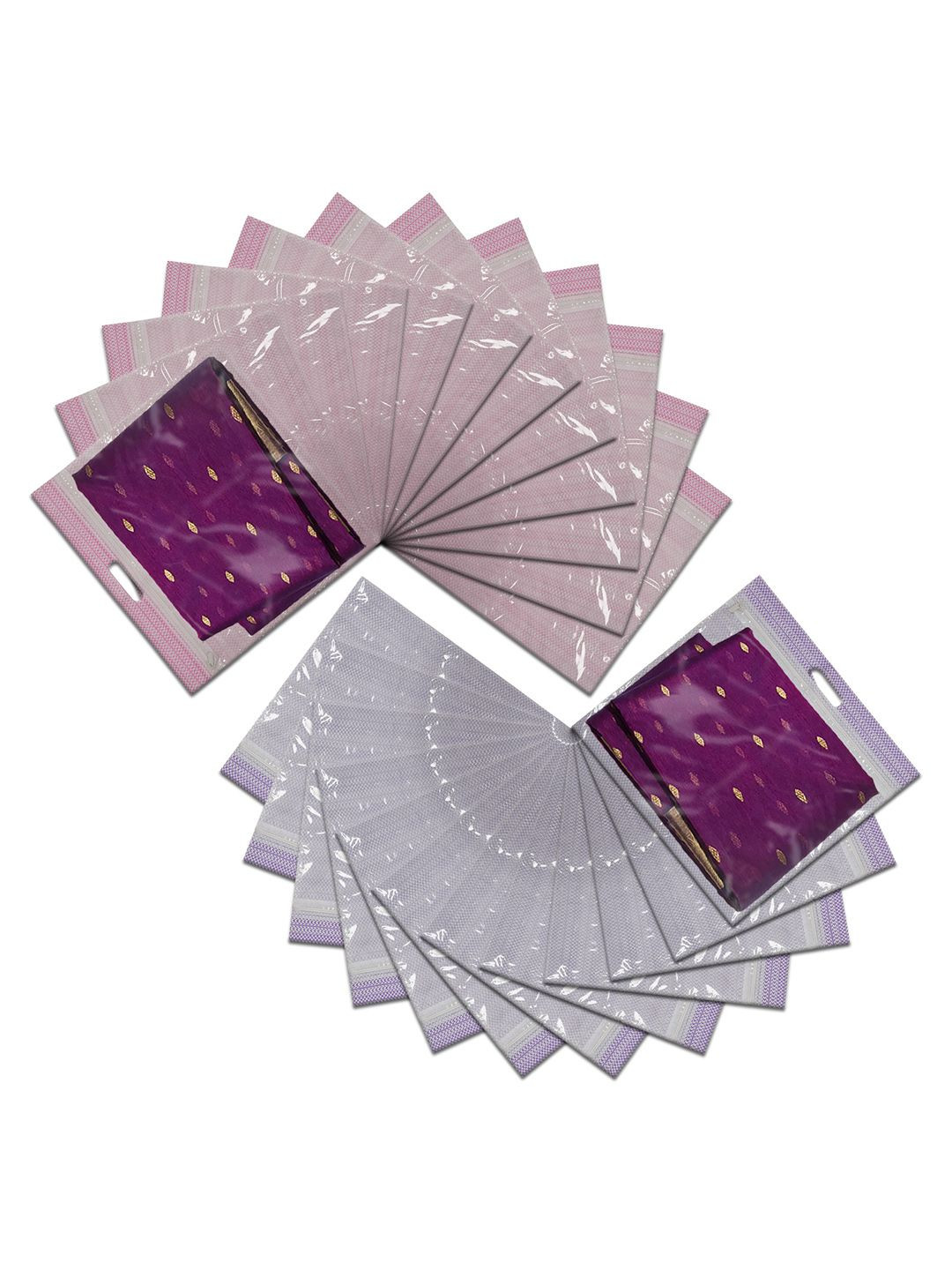 Kuber Industries Purple Set of 24 Regular Wardrobe Drawer Saree Cover Organizer