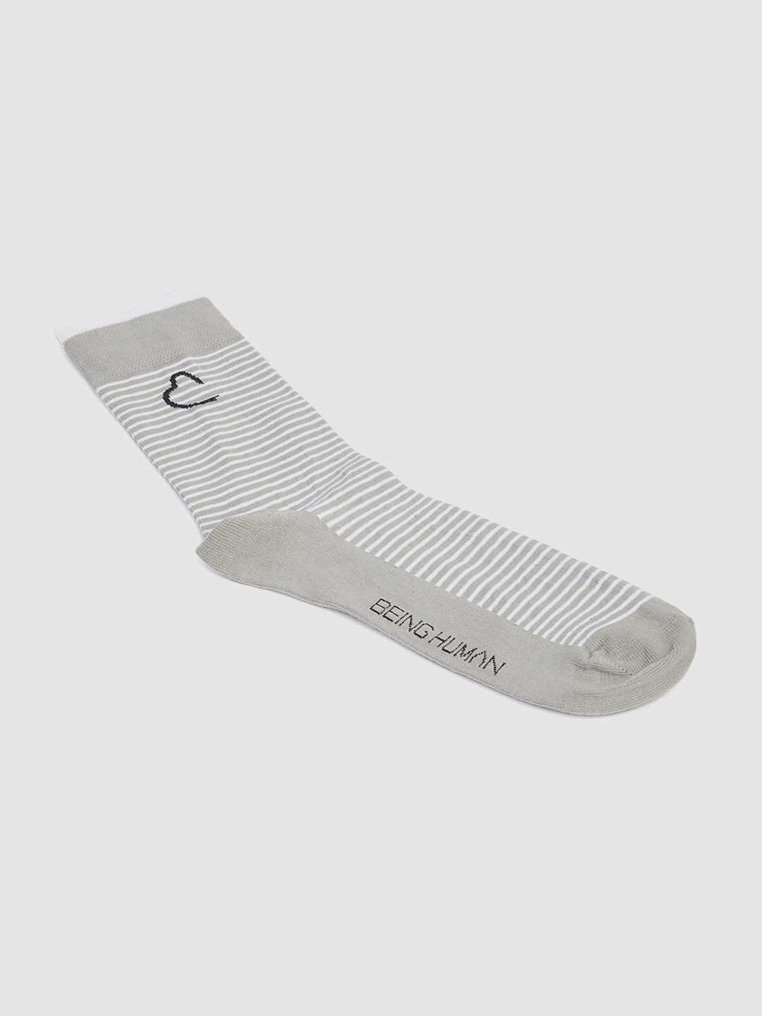 Being Human Men Striped Calf-Length Socks