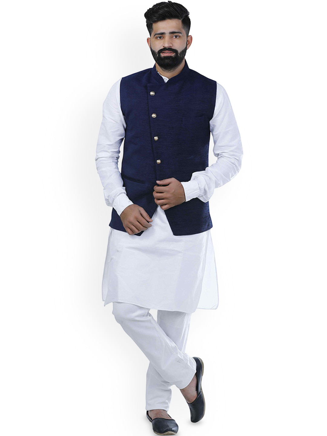 VEERA PARIDHAAN Corduroy Chinese Collar Nehru Jackets