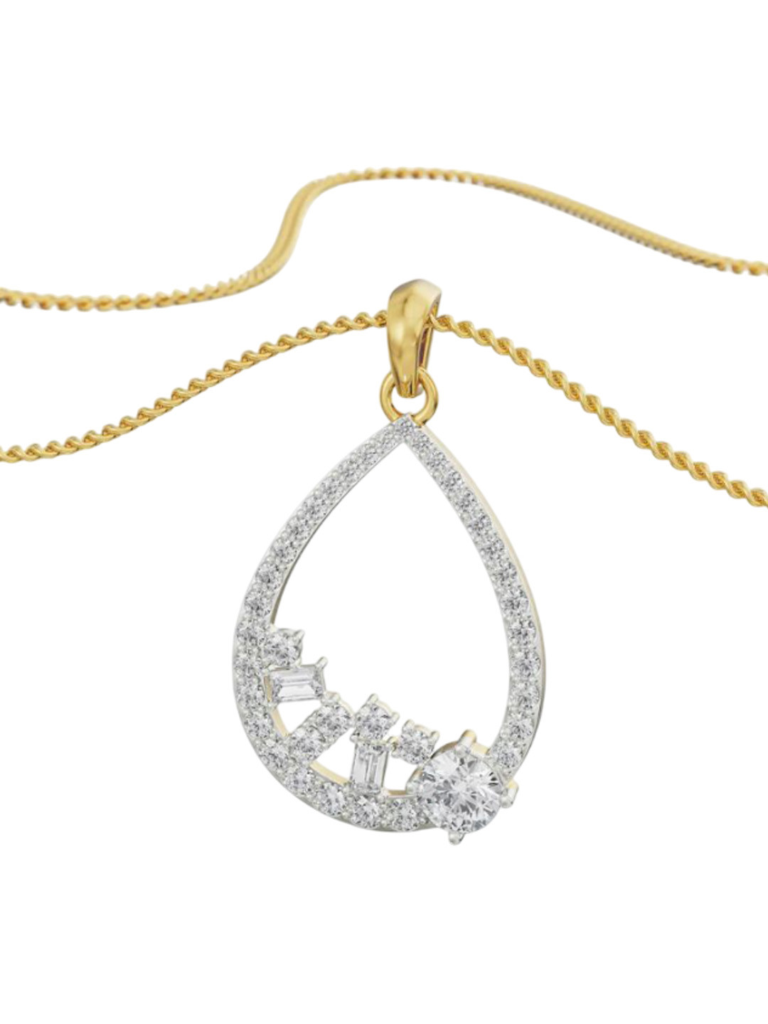 Emori Cluster Drop Lab Diamond in 14KT Gold Pendant