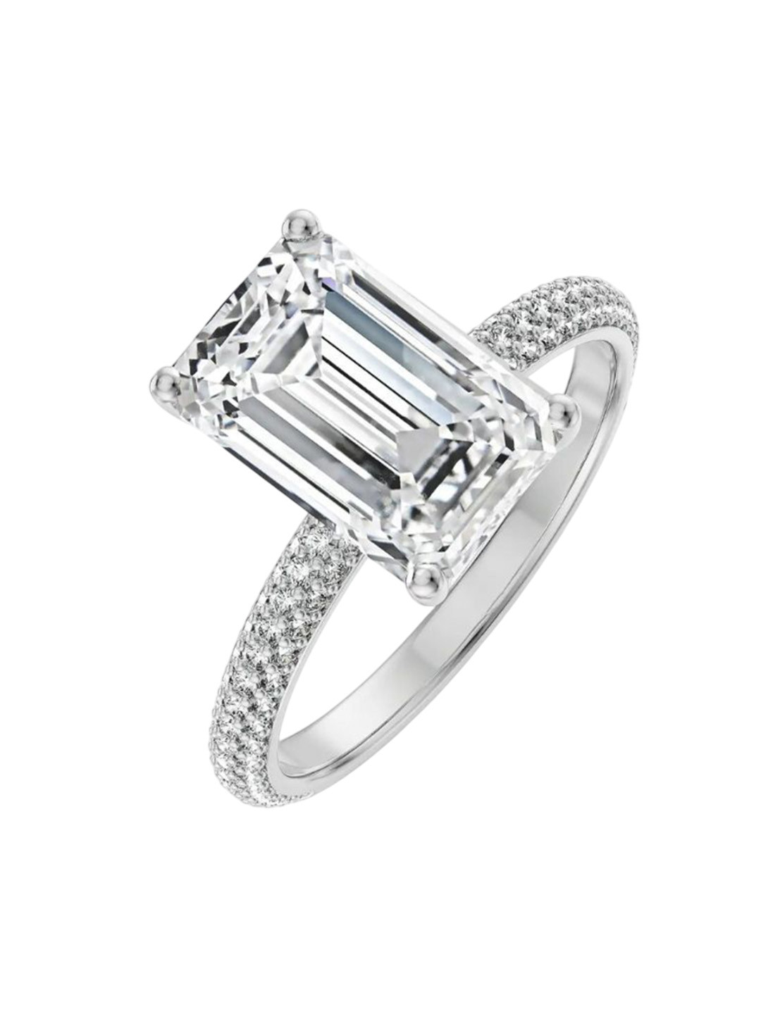 Emori Vintage Glamour Emerald Lab Diamond Ring in 18KT Gold
