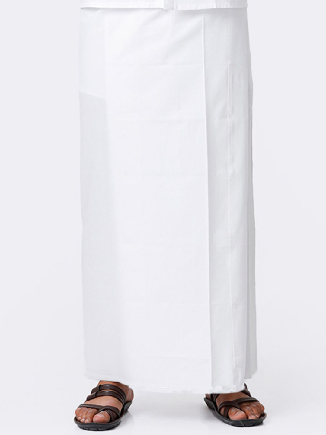 RAMRAJ Men White Cotton Stitched Single Layer Prayer Dhoti