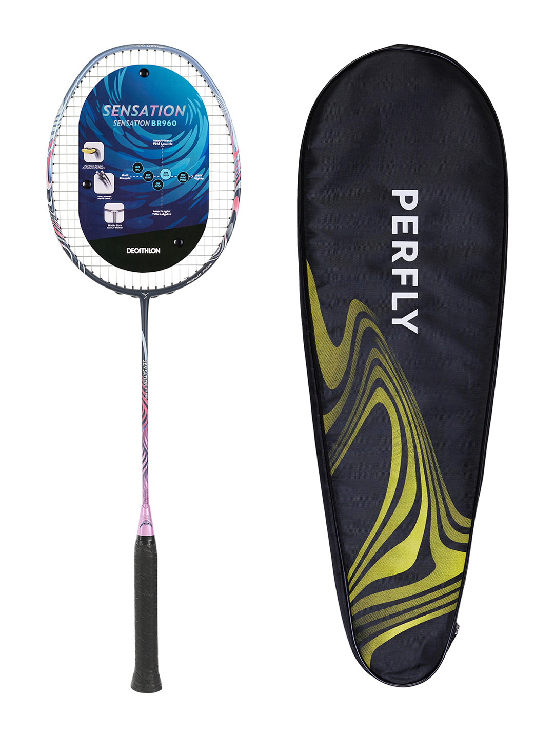 Decathlon PERFLY Printed Oval Shaped Badminton Racquet