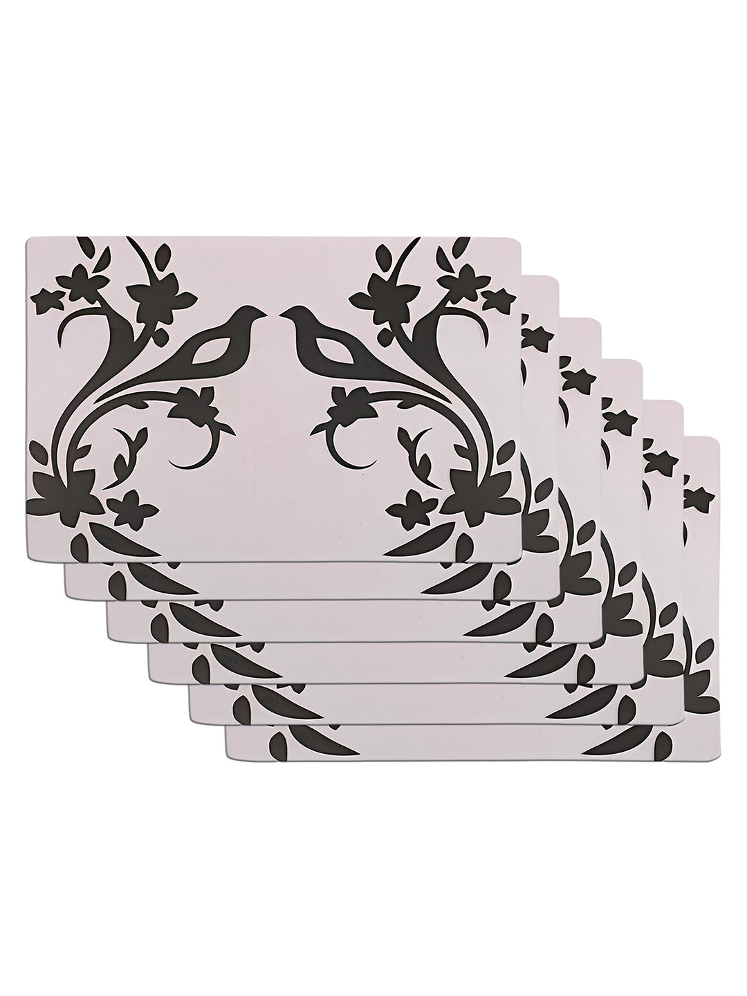 Kuber Industries 6-Pcs White & Black Printed Fridge Mat