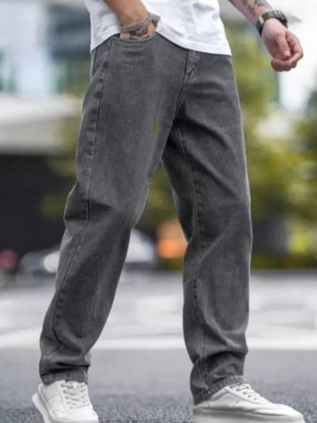ZAYSH Men Low Distress Light Fade Stretchable Jeans - Baggy