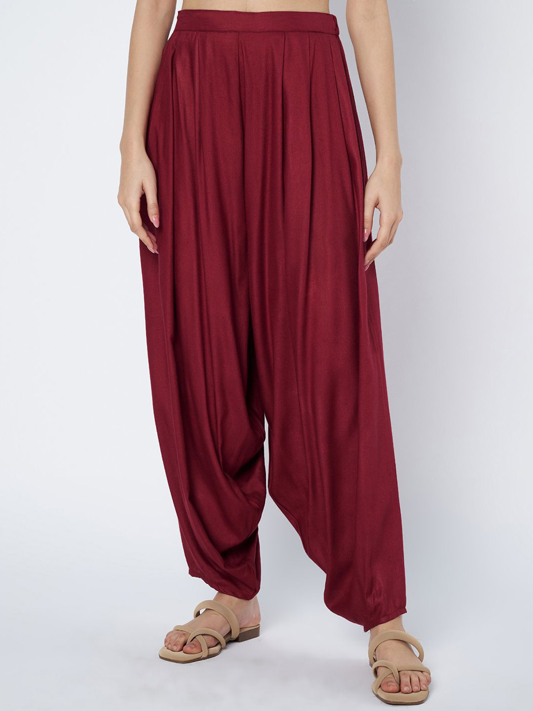 9rasa Viscose Solid Cowl Harem Pants