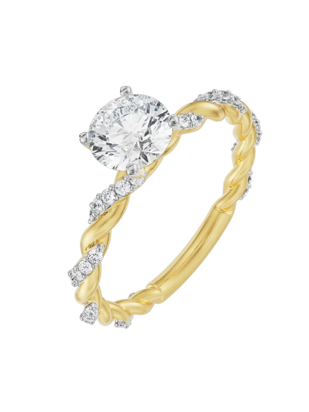 Emori Solitaire Twist Engagement Lab Diamond Ring in 18KT Gold