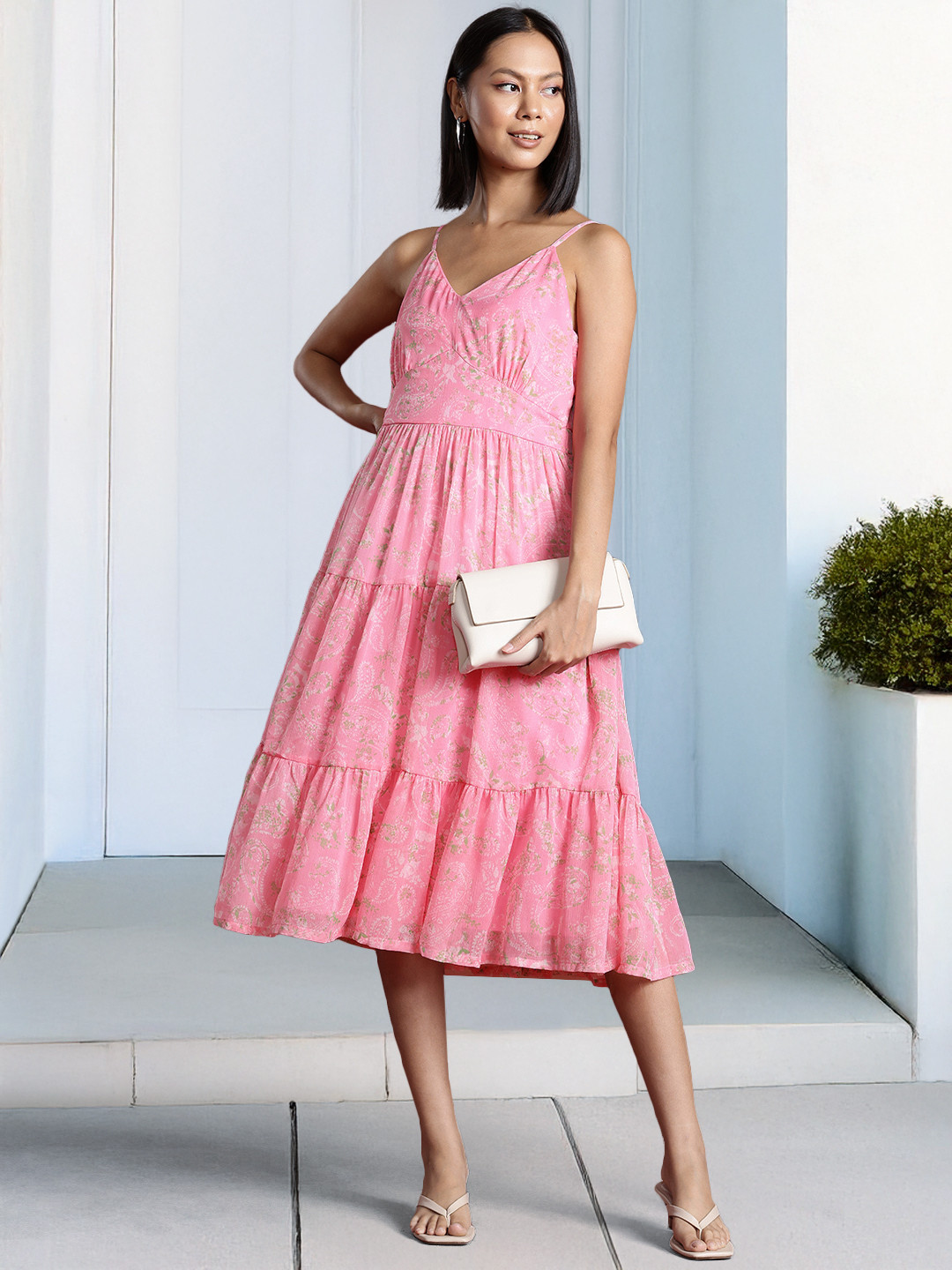 all about you Paisley Print Tiered A-Line Midi Dress