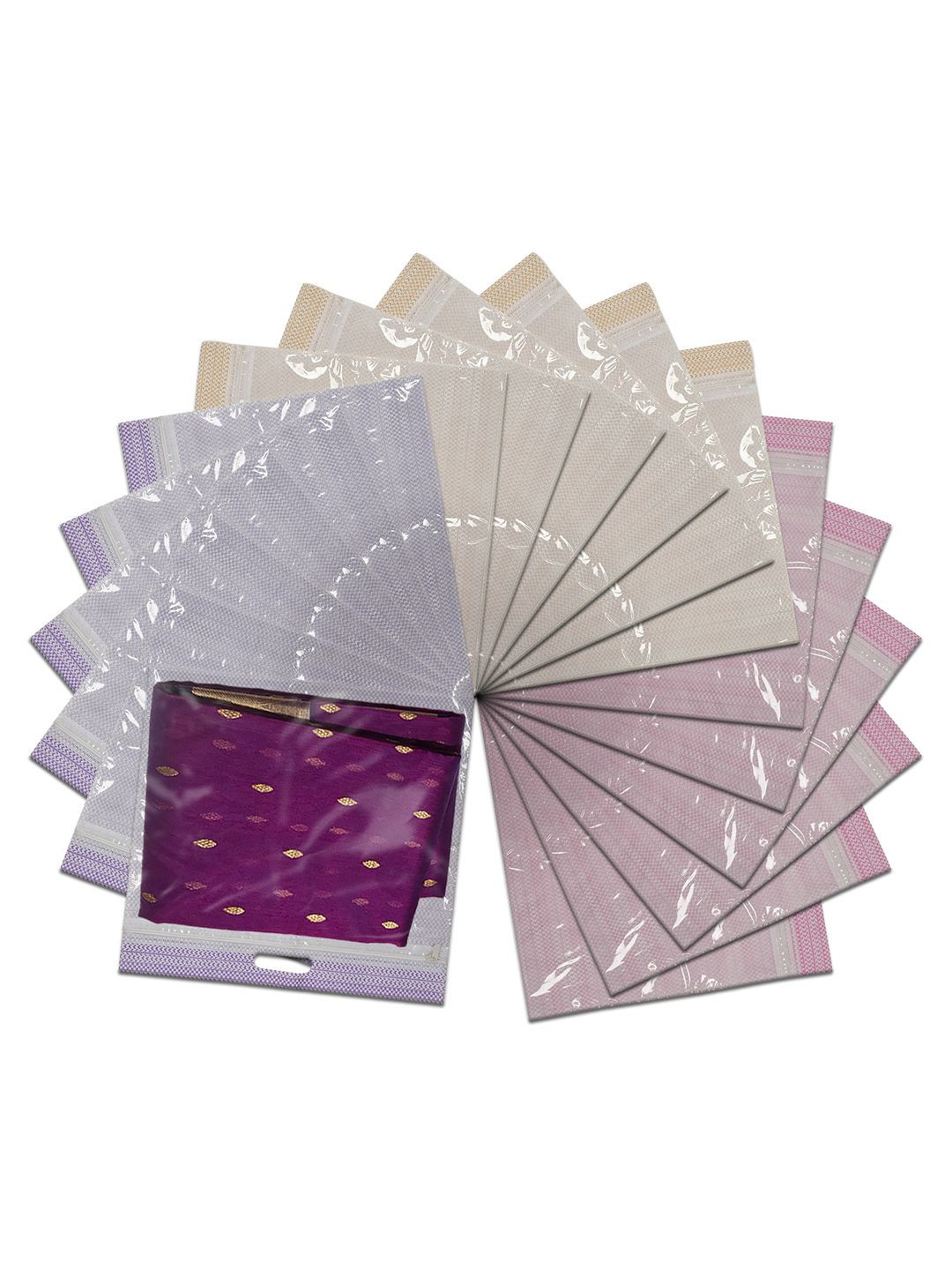 Kuber Industries Set of 18 Purple Regular Suit Wardrobe Saree Cover Organizer