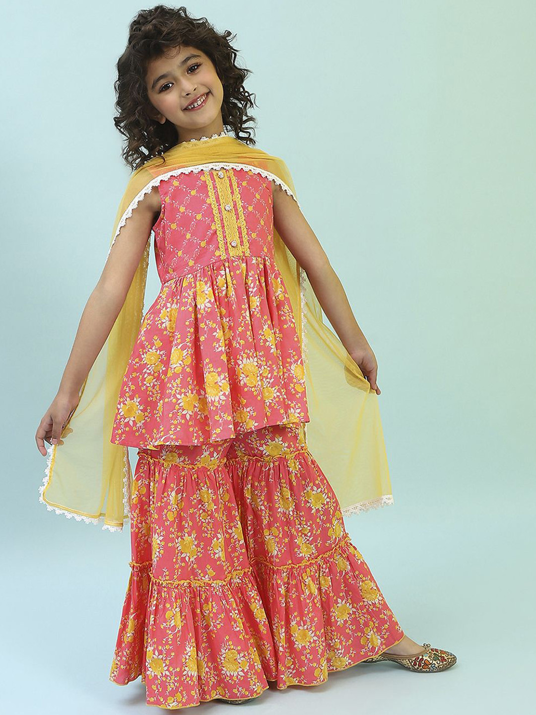 Biba Girls Pure Cotton Sharara & With Dupatta