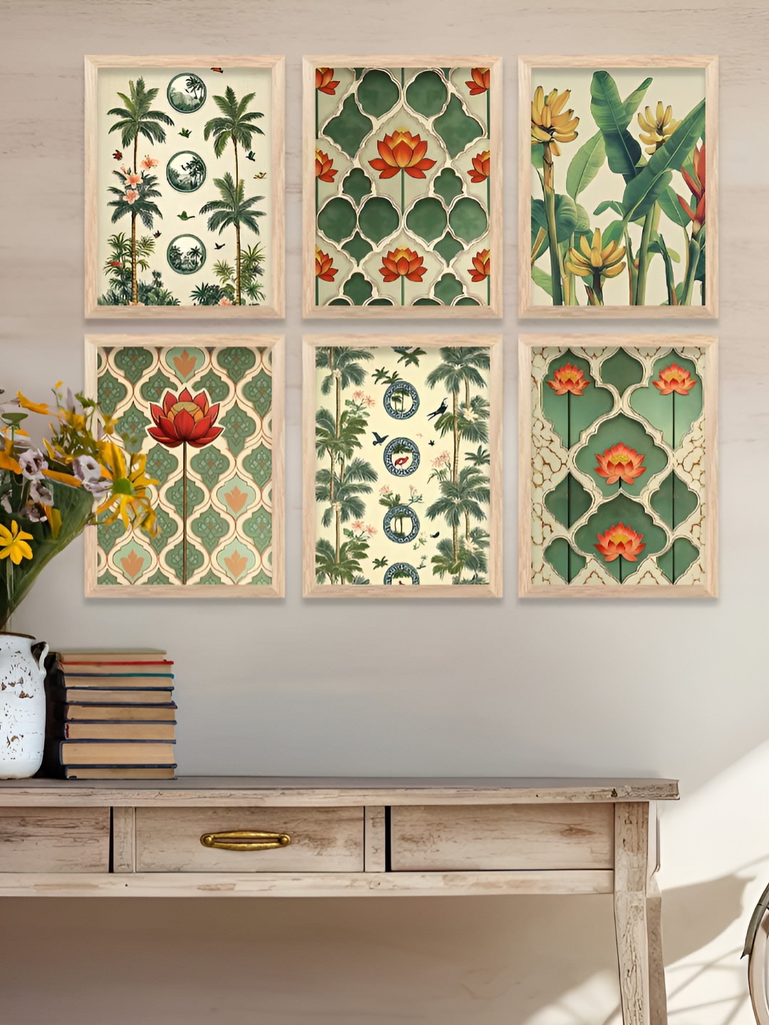 Kotart Traditional Wood 3 Piece Wall Rectangle Paintings Wall Art - 13 x 10 In