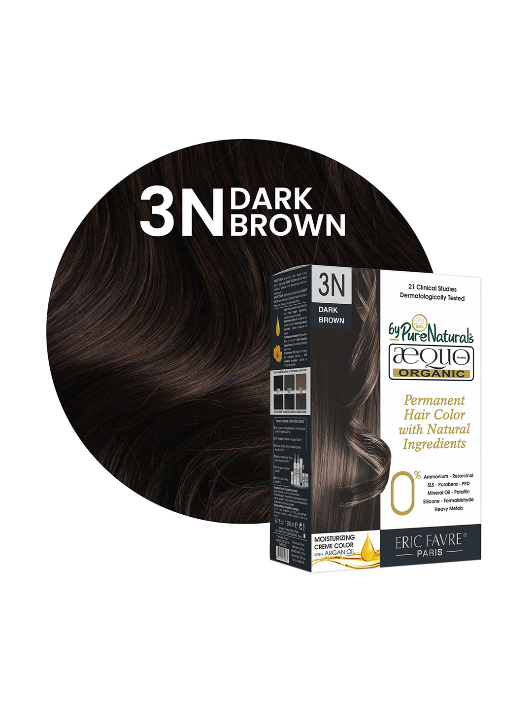 Aequo Organic Permanent Cream Hair Color 200 ml - Dark Brown 3N