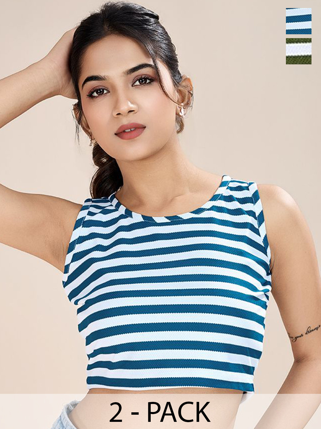 HOUSE OF MIRA Striped Tank Crop Top
