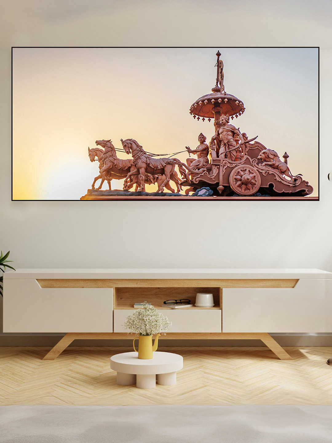 nestroots Majestic Copper-Toned Horses Galloping at Sunset Religious Paintings Wall Art