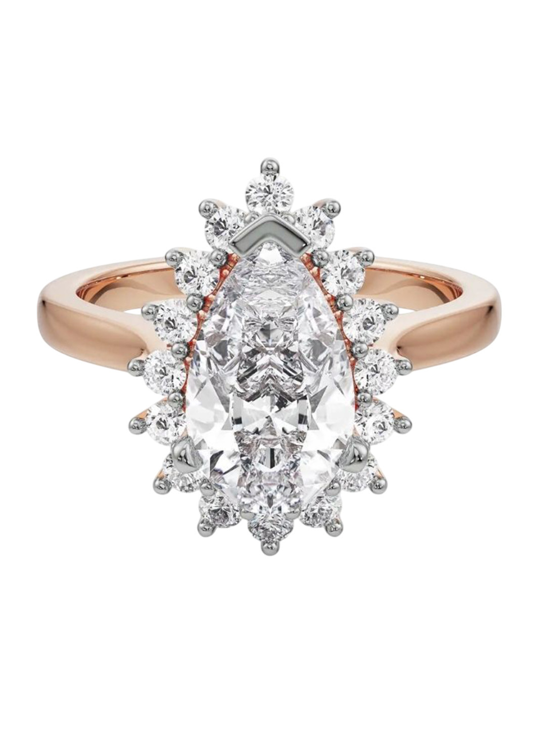 Emori Regal Pear Engagement Lab Diamond Ring in 18KT Gold