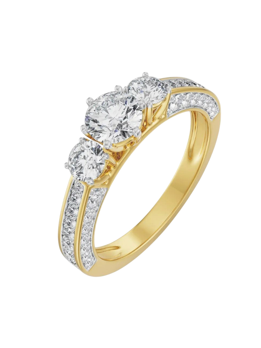Emori Three Stone Jessie Lab Diamond Ring in 18KT Gold