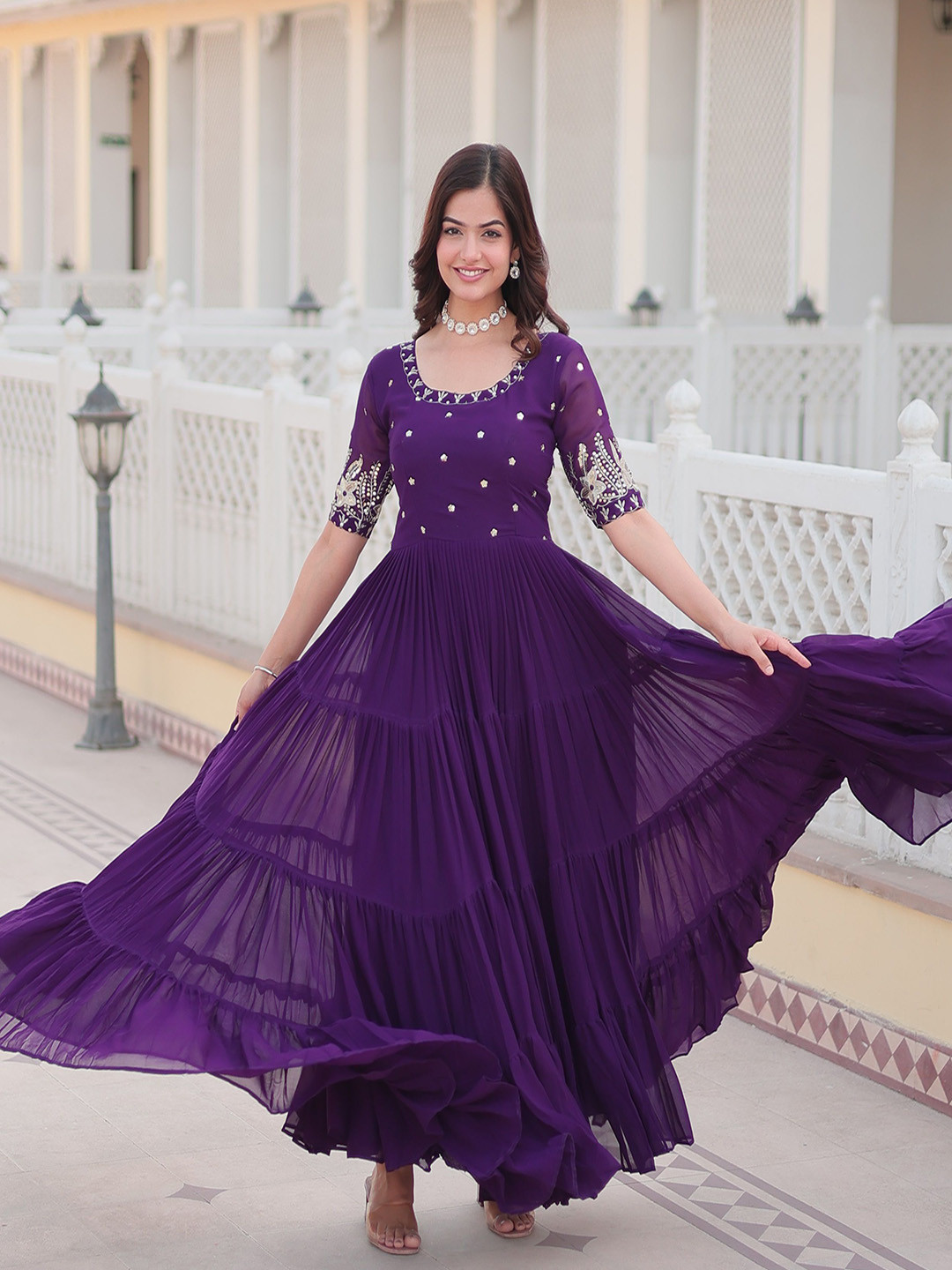 Anara Women Embroidered Georgette Anarkali Kurta