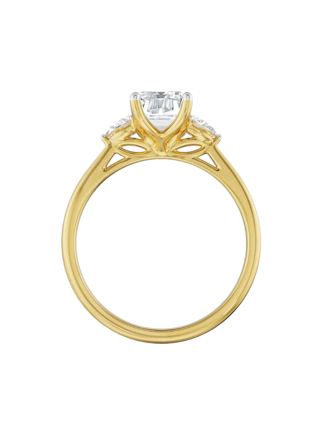 Emori Three Stone Bridal Lab Diamond Ring in 18KT Gold
