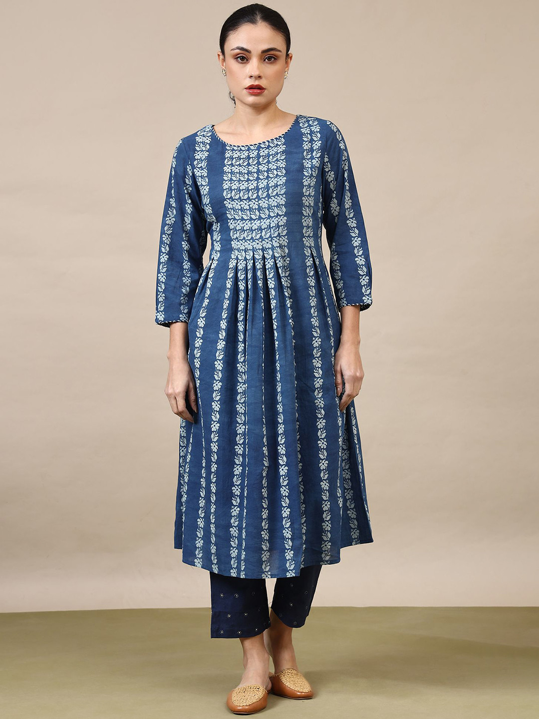 Folk Song Women Chevron Printed Gotta Patti Kurta