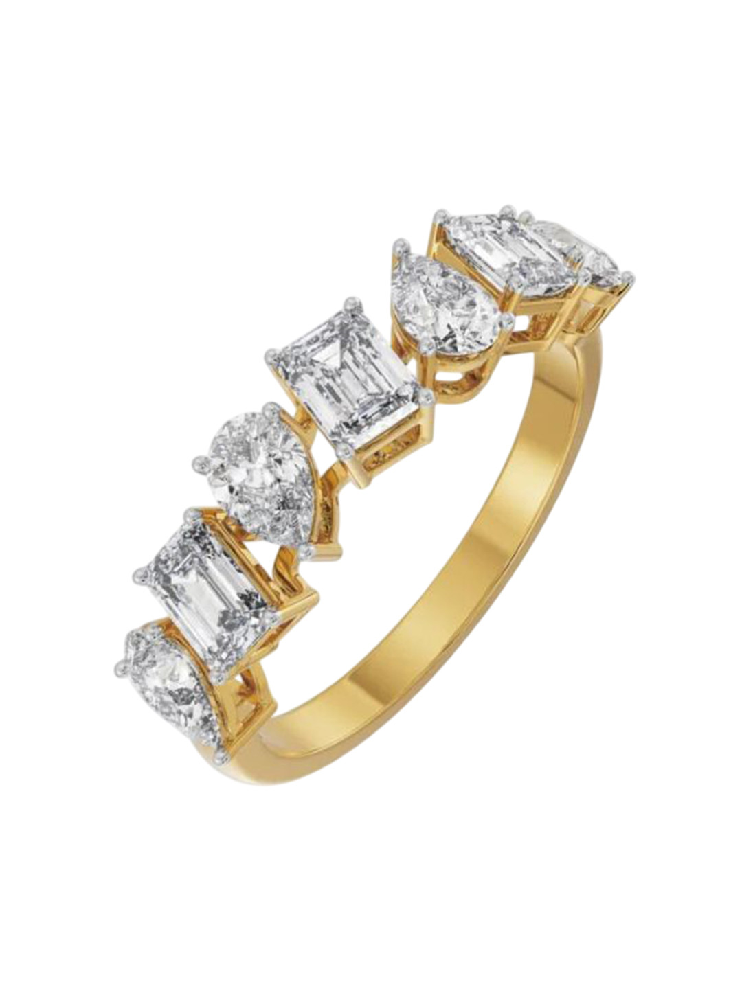 Emori Pear and Emerald Lab Diamond Band in 18KT Gold