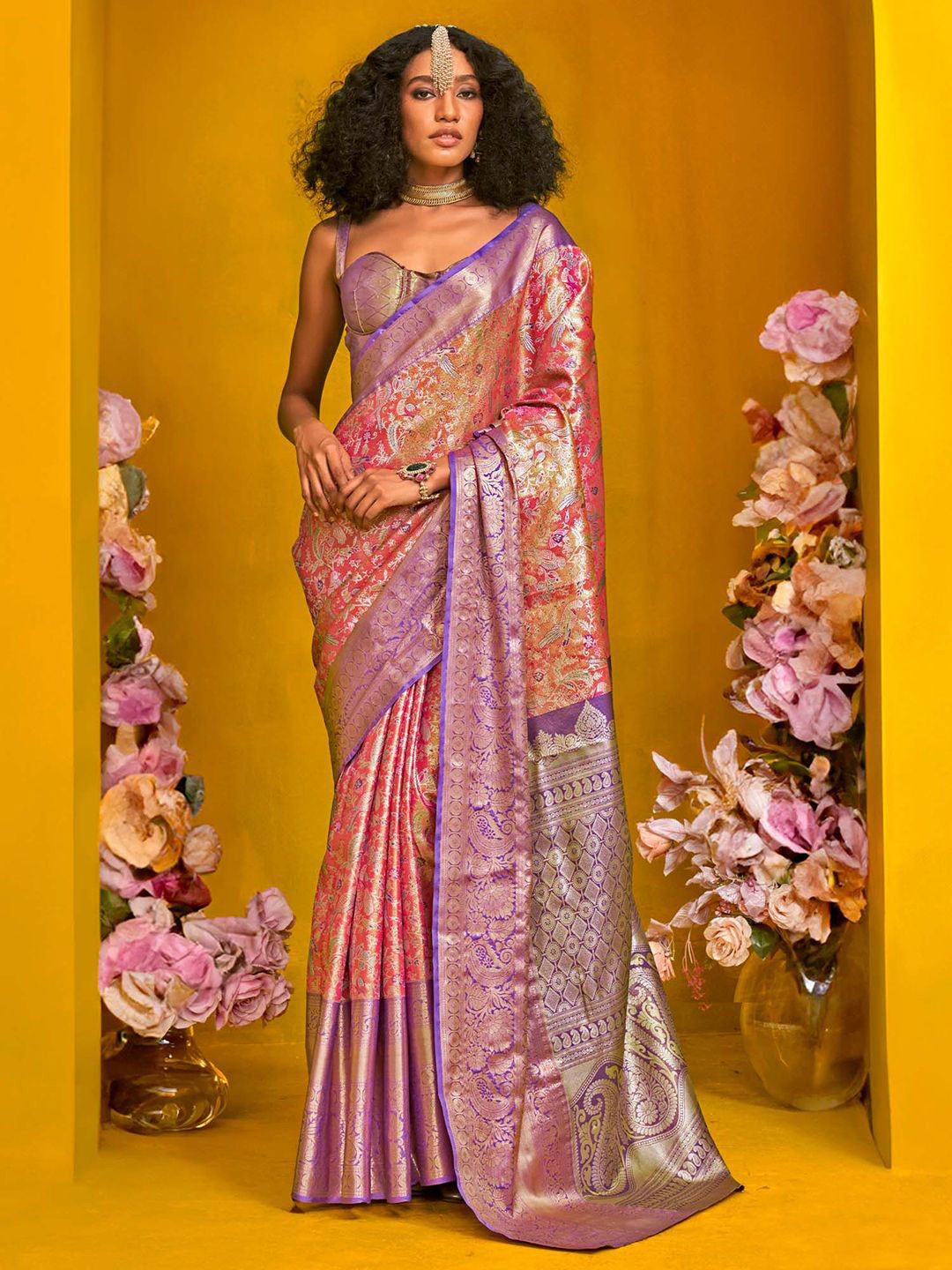 Anouk Woven Design Zari Silk Cotton Kanjeevaram Saree