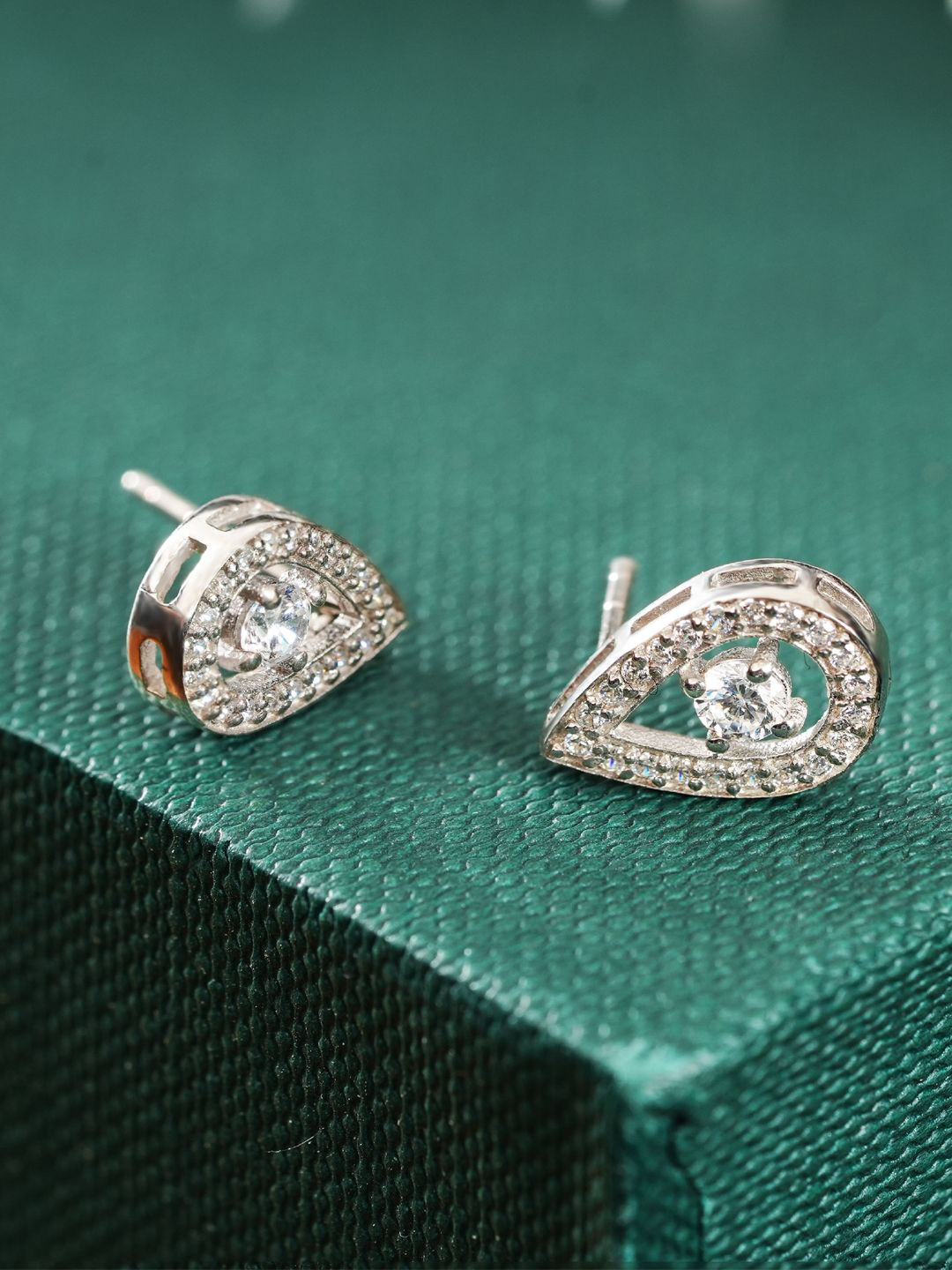 Soraya Luxe 925 Sterling Silver Rhodium Plated Raindrop Studs