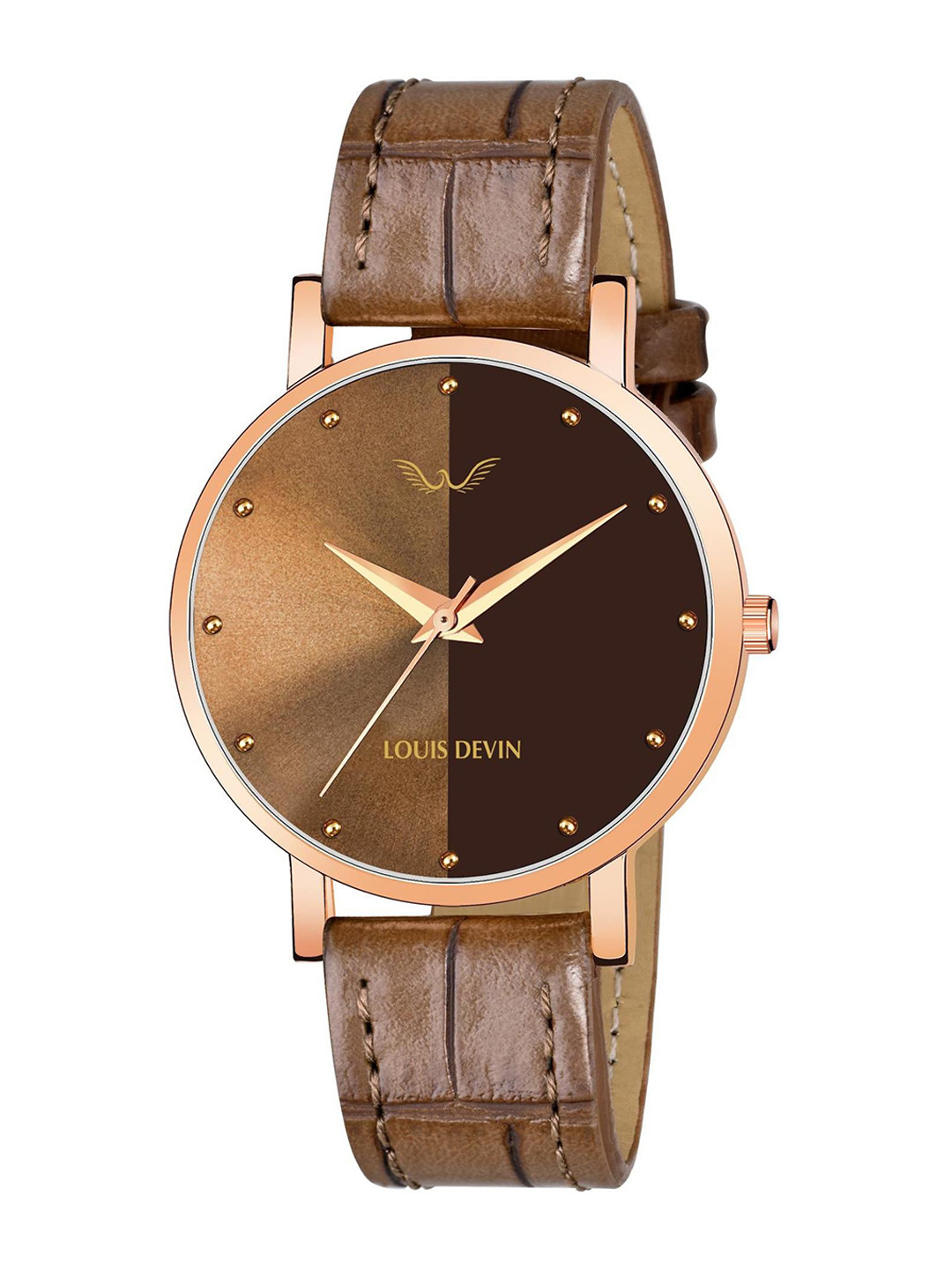 LOUIS DEVIN Women Brass Dial & Straps Analogue Watch LD-RG138-ST-BRW