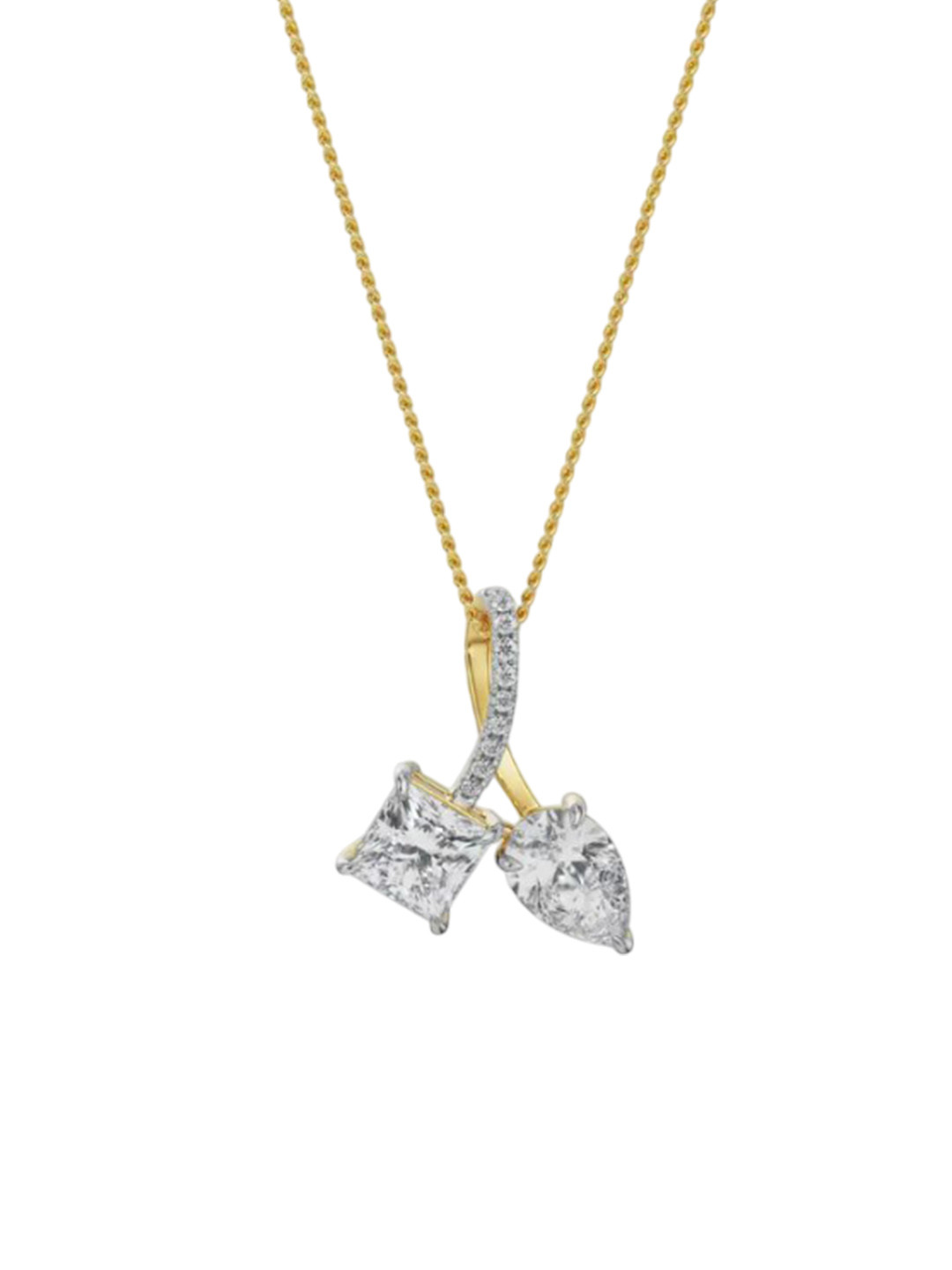 Emori Square Pear Lab Diamond Pendant in 18KT Gold