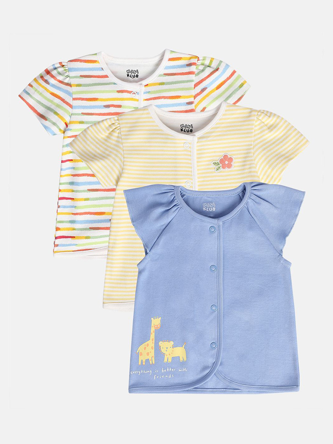 MINI KLUB Infan Girls Pack Of 3 Printed Jhabla Vests 26BGFV845