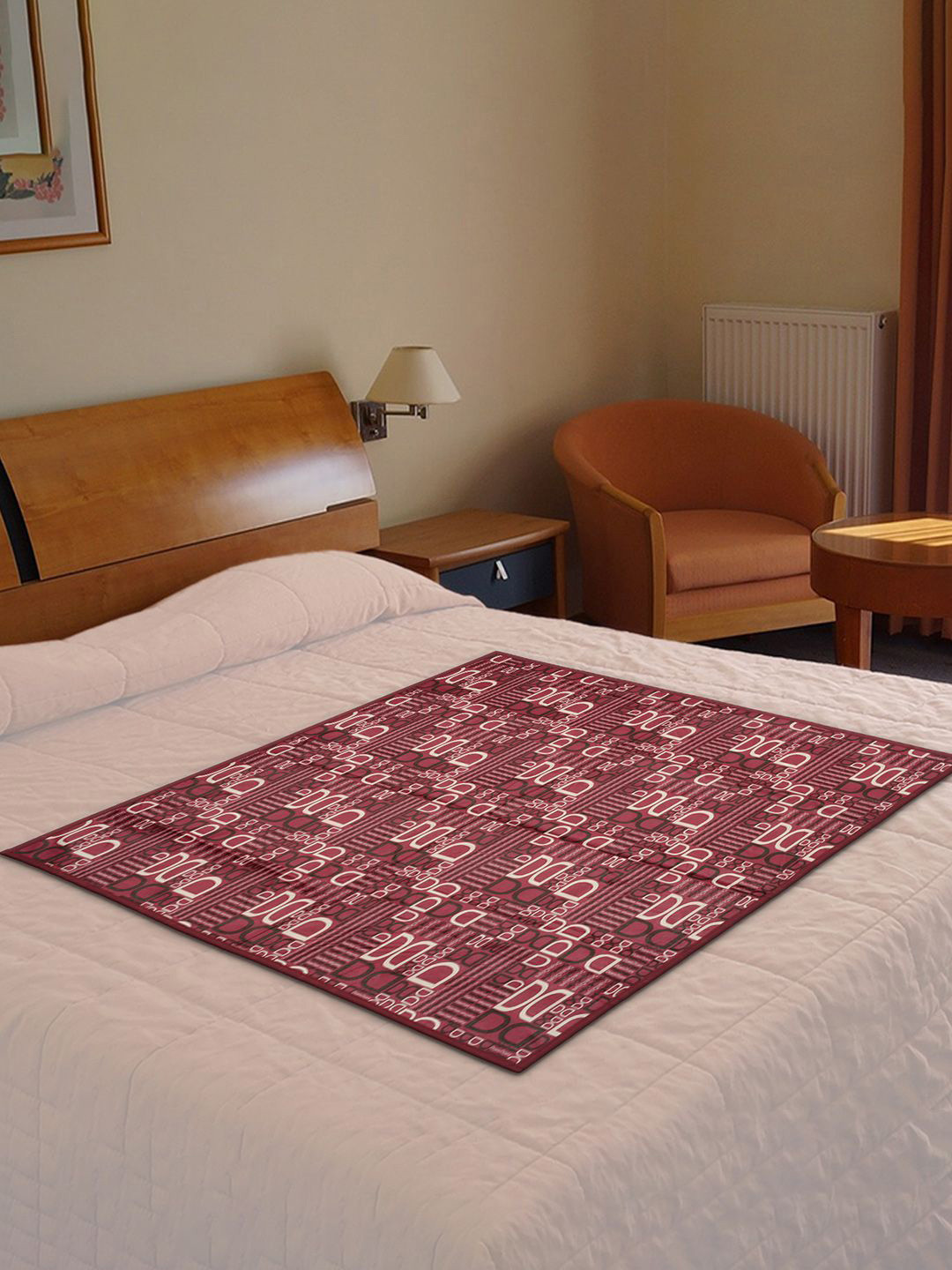 Kuber Industries Magenta Square D Print Both Sided Bed Server Food Mat