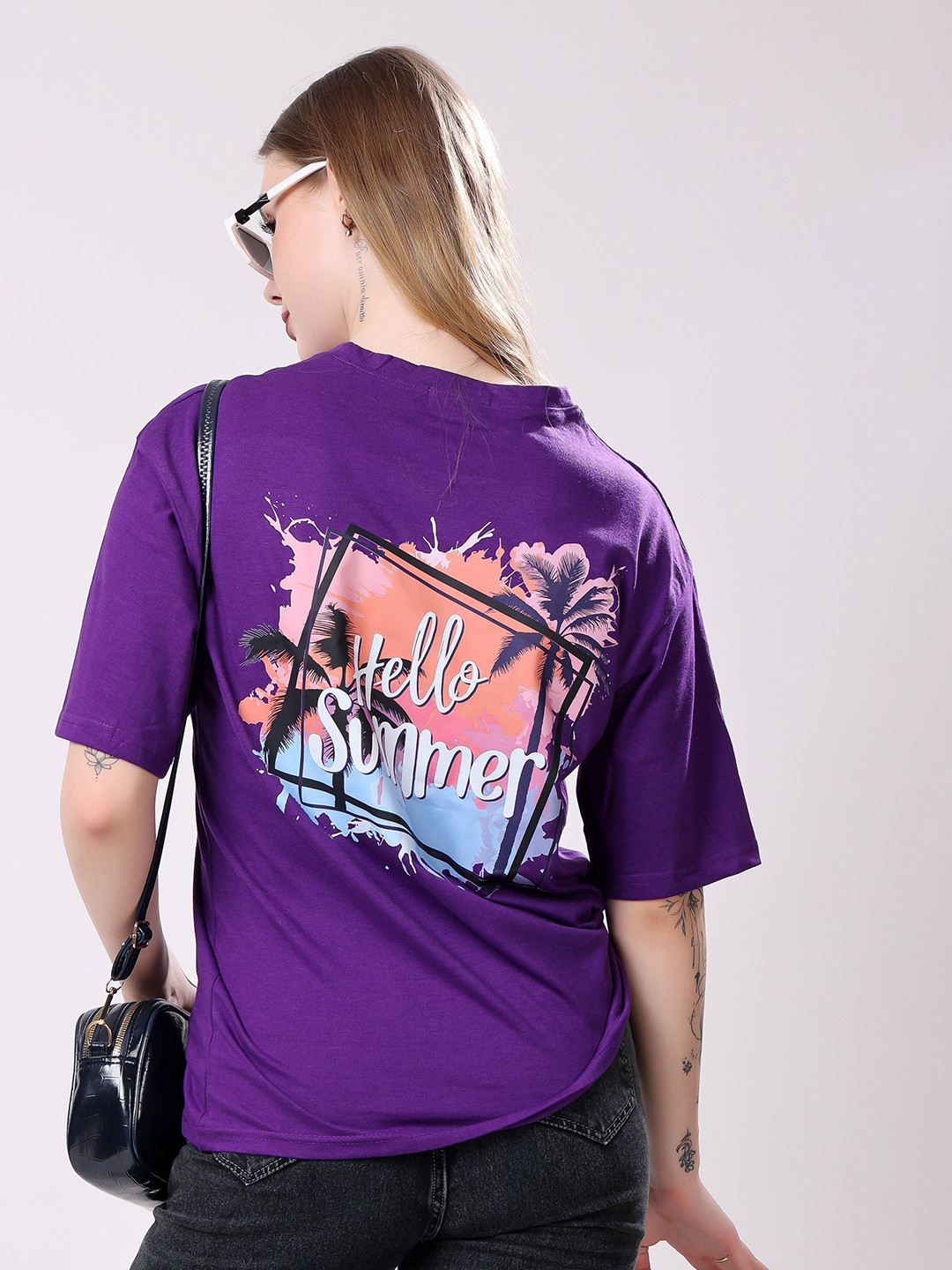 London Hills Graphic Printed Drop-Shoulder Sleeves Cotton Oversized T-shirt