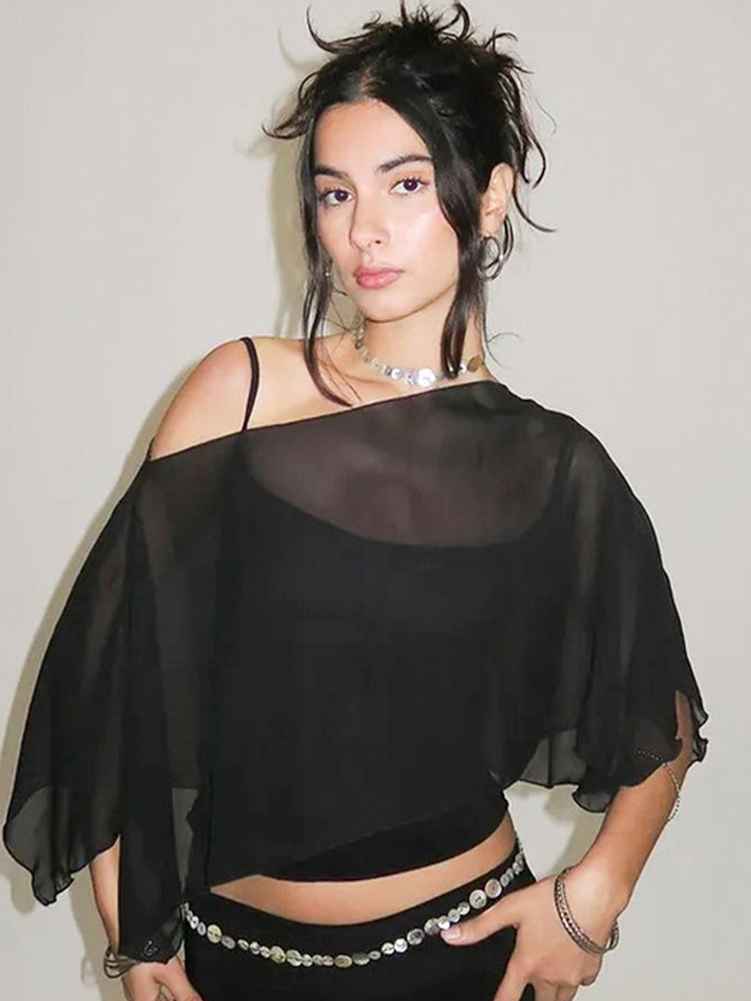 LULU & SKY Cape Sleeve Cape Crop Top