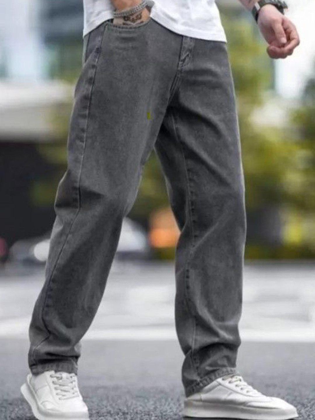 ZAYSH Men Low Distress Stretchable Jeans - Baggy