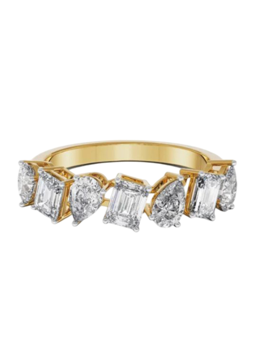 Emori Pear and Emerald Lab Diamond in 14KT Gold Band