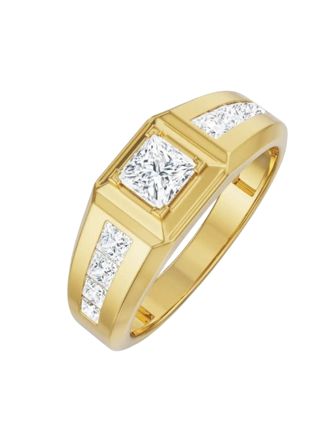 Emori Square Cut Timeless Men Lab Diamond Ring in 18KT Gold