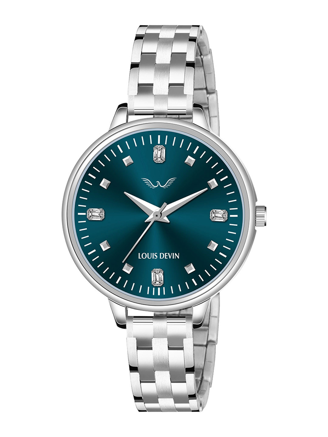 LOUIS DEVIN Women Brass Dial & Stainless Steel Bracelet Style Straps Analogue Watch LD-L178-BLU-CH