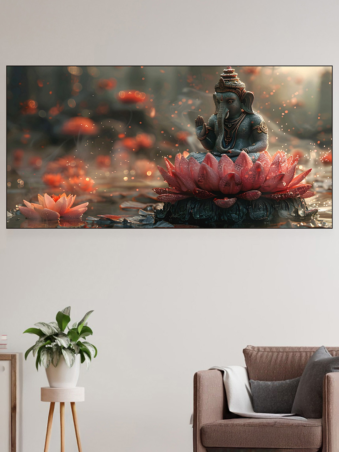 nestroots Grey & Pink 1 Piece Canvas Religious Wall Paintings