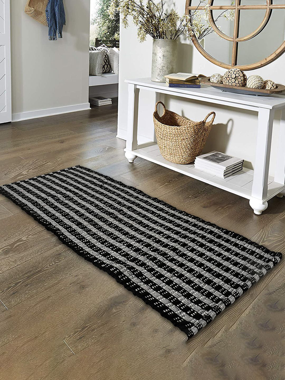 Kuber Industries Grey Striped Bedside Runner