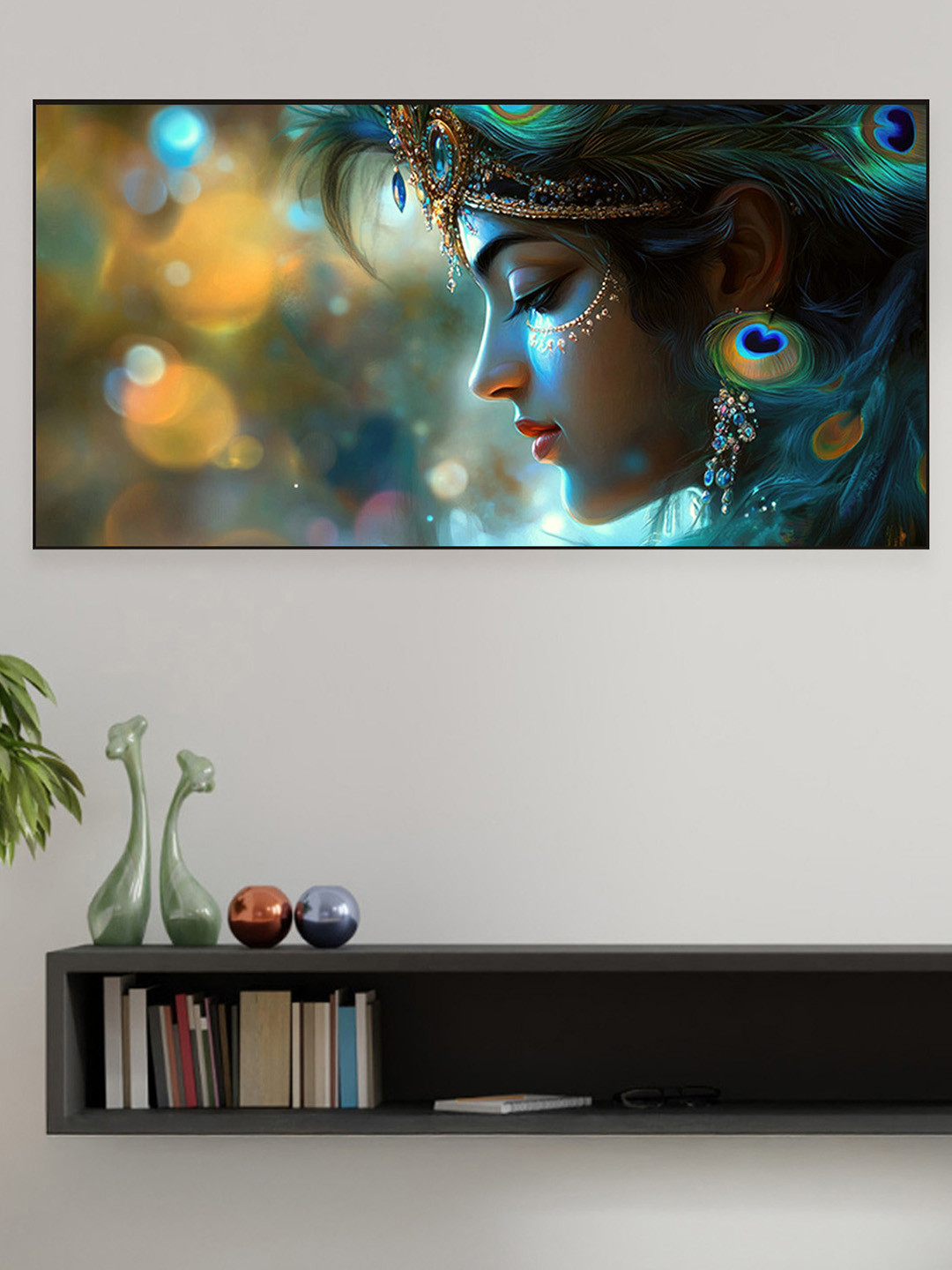 nestroots Grey & Gold-Toned Majestic Flight Of The Stallion Canvas Wall Painting