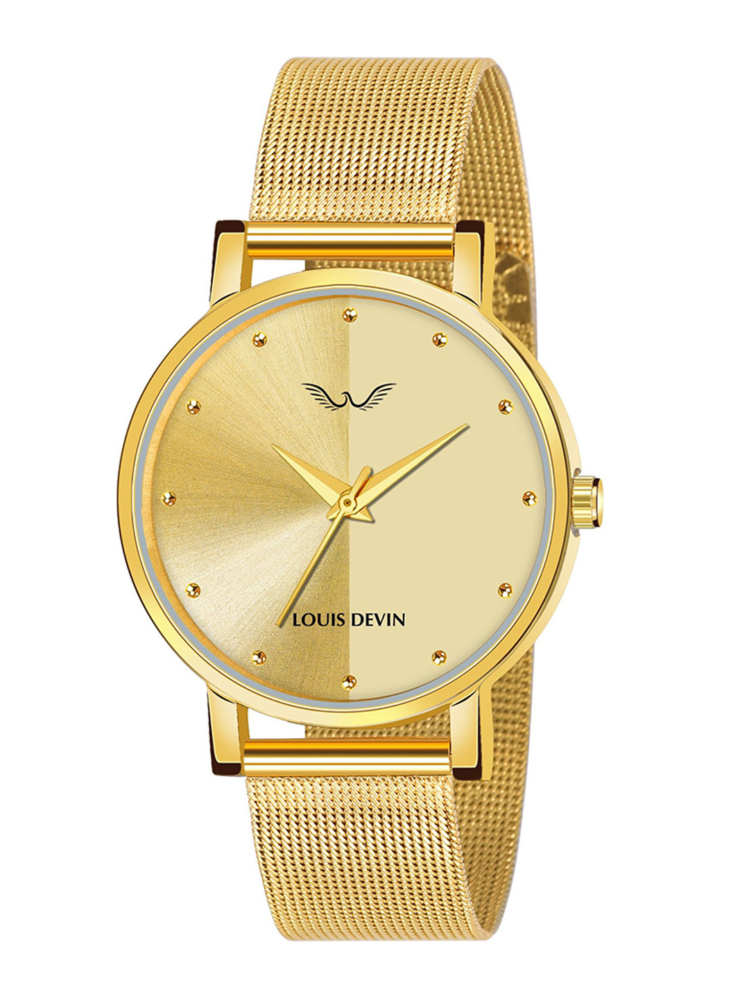 LOUIS DEVIN Women Brass Dial & Straps Analogue Watch LD-GLD144-GOLD