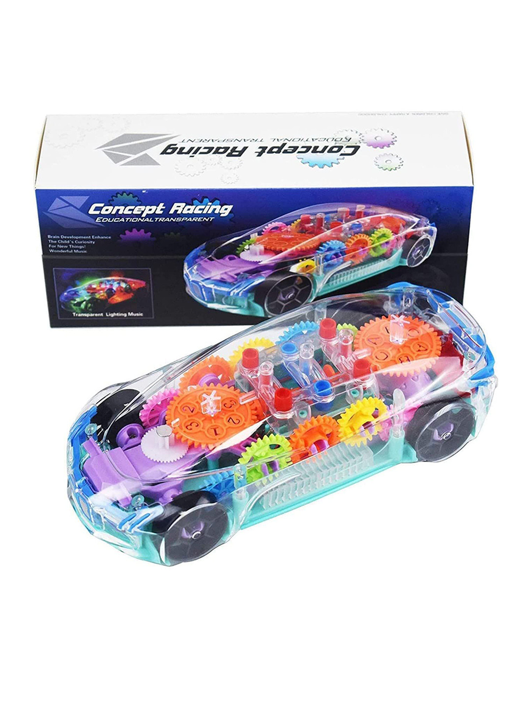 PIPALIYA Kids 360 Degree Bump & Go Rotating Transparent Concept Racing Car