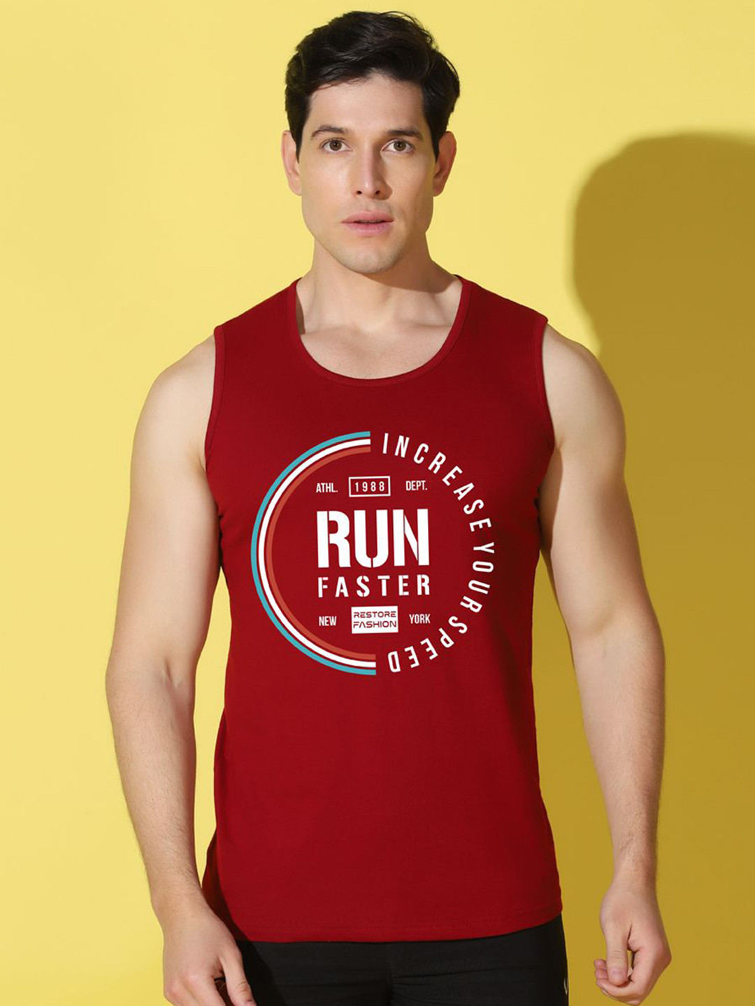 WOOSTRO Printed Gym Innerwear Vest VWS26 RUN MAROON