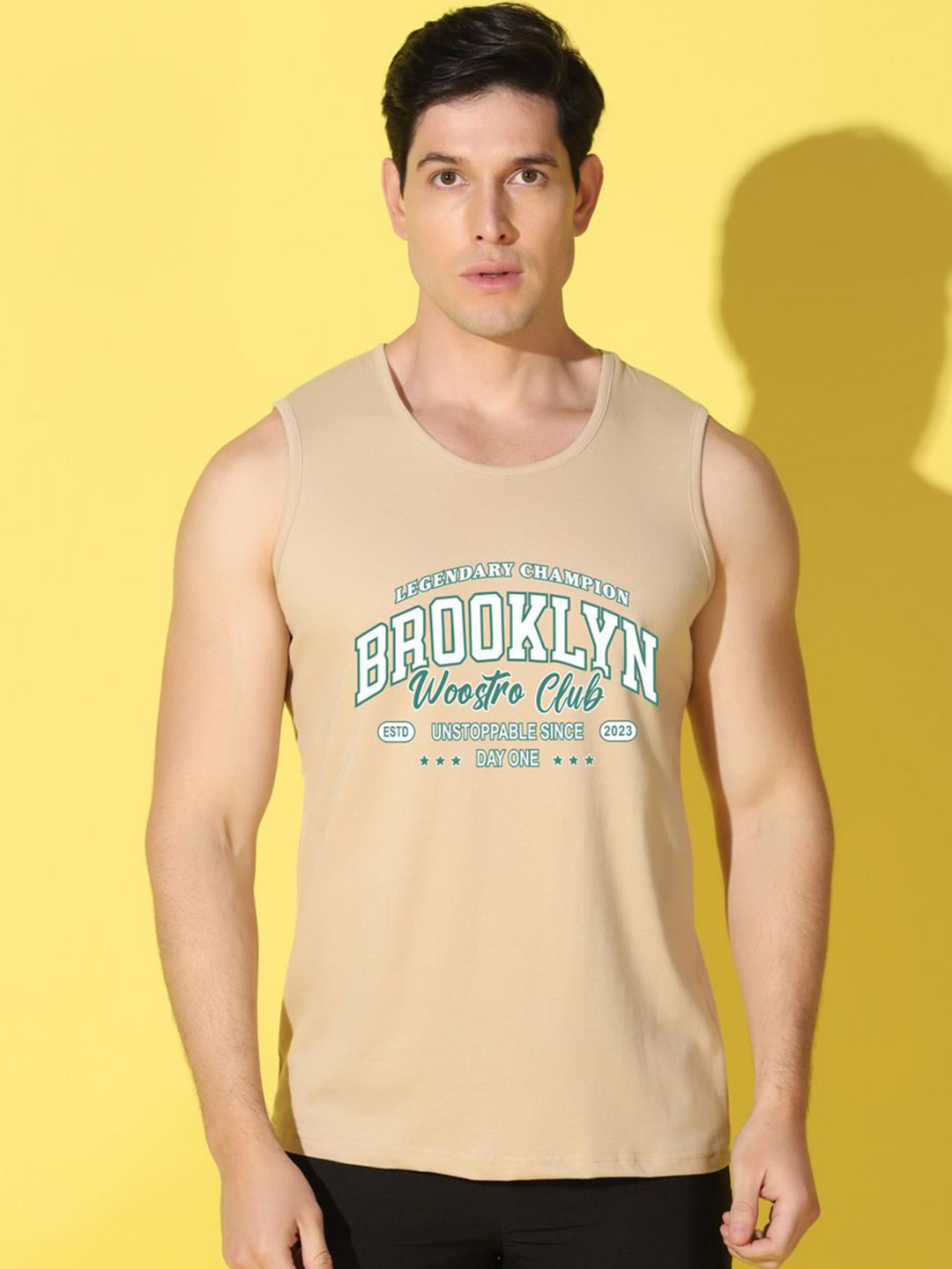 WOOSTRO Printed Gym Innerwear Vest VWS26 BKLN RUST