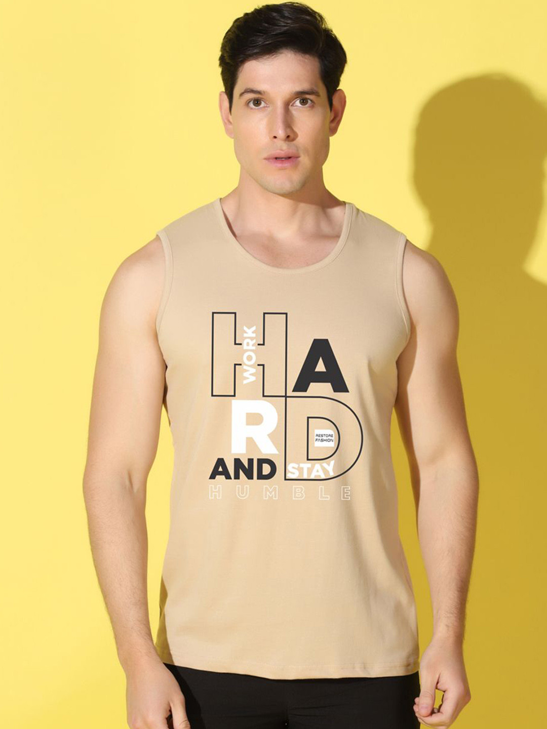 WOOSTRO Printed Gym Innerwear Vest VWS26 HARD RUST