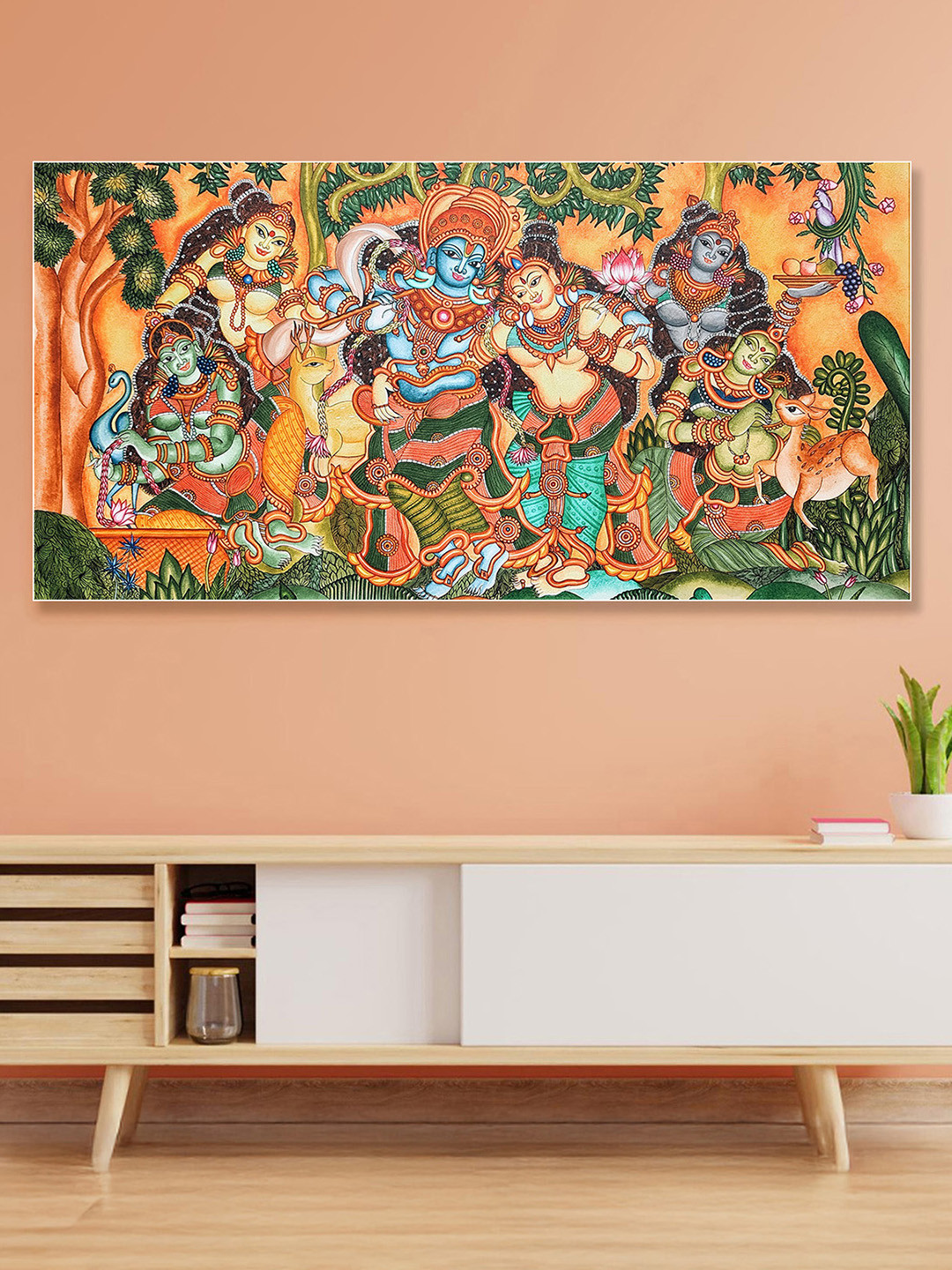 nestroots Brown & Green Majestic Horses in Dramatic Flight Canvas Wall Painting