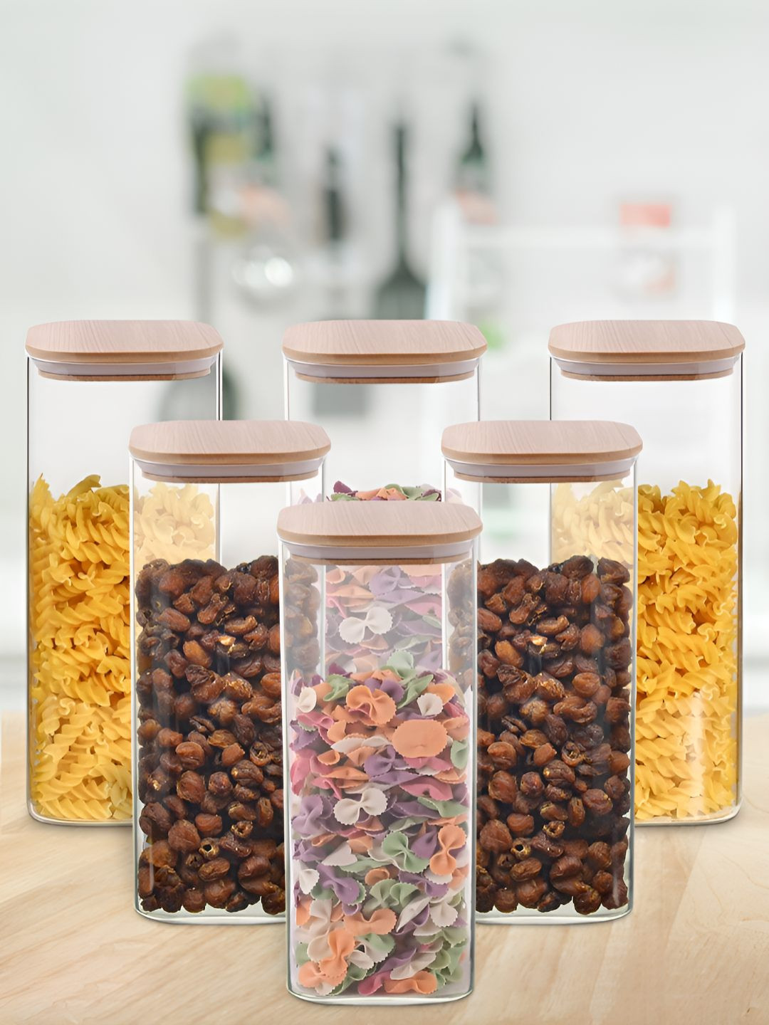 Allo Gjb610S Transparent Glass Air Tight 6 Piece Clip-On Canister-1L